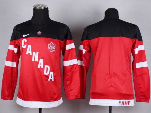 2014/15 Team Canada Blank Red 100TH Kids Jersey inbean