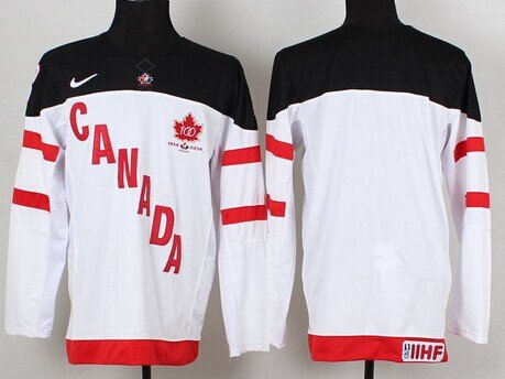 2014/15 Team Canada Blank White 100TH Jersey inbean