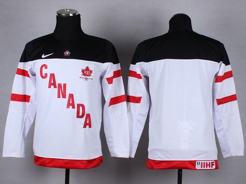 2014/15 Team Canada Blank White 100TH Kids Jersey inbean