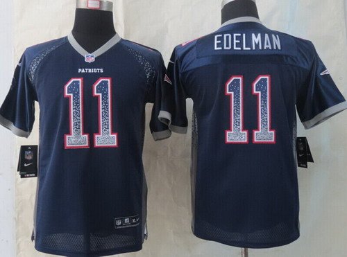 Nike New England Patriots #11 Julian Edelman Drift Fashion Blue Kids Jersey inbean