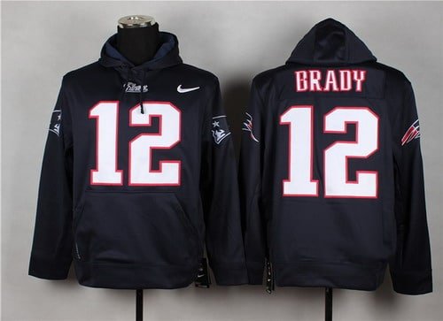 Nike New England Patriots #12 Tom Brady Blue Hoodie inbean