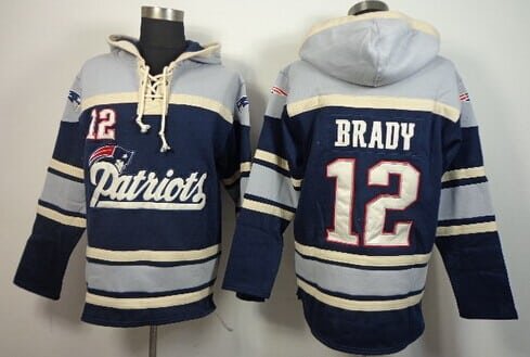 New England Patriots #12 Tom Brady 2014 Blue Hoodie inbean