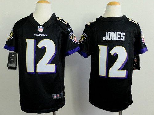 Nike Baltimore Ravens #12 Jacoby Jones 2013 Black Game Kids Jersey inbean