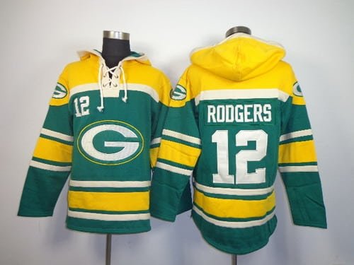 Green Bay Packers #12 Aaron Rodgers 2014 Green Hoodie inbean