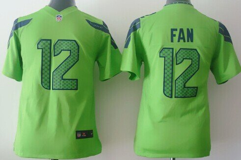 Nike Seattle Seahawks #12 Fan Green Game Kids Jersey inbean