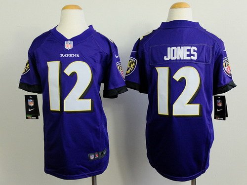 Nike Baltimore Ravens #12 Jacoby Jones 2013 Purple Game Kids Jersey inbean