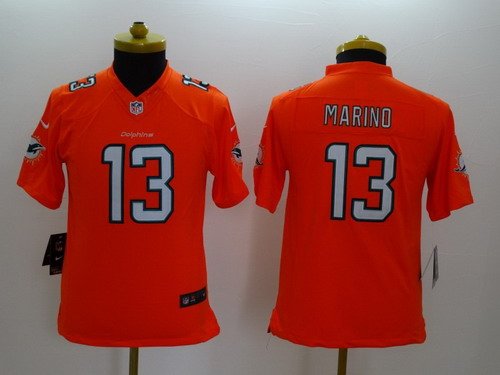 Nike Miami Dolphins #13 Dan Marino 2013 Orange Limited Kids Jersey inbean