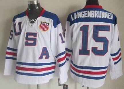 2010 Olympics USA #15 Jamie Langenbrunner White Jersey inbean