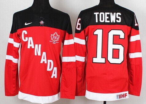 2014/15 Team Canada #16 Jonathan Toews Red 100TH Jersey inbean