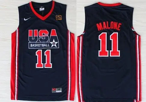 1992 Olympics Team USA #11 Karl Malone Navy Blue Swingman Jersey inbean