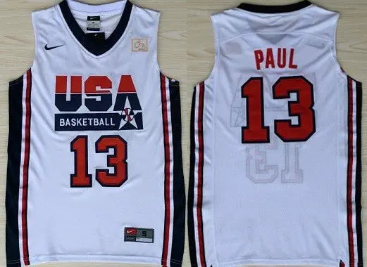 1992 Olympics Team USA #13 Chris Paul White Swingman Jersey inbean