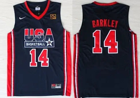 1992 Olympics Team USA #14 Charles Barkley Navy Blue Swingman Jersey inbean