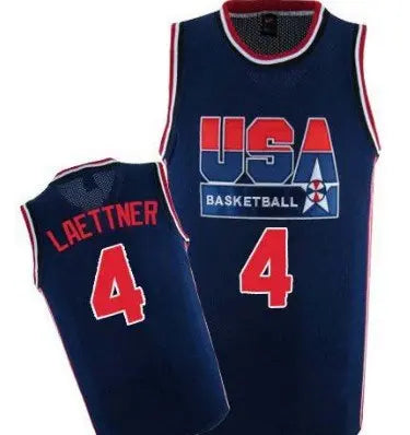 1992 Olympics Team USA #4 Christian Laettner Navy Blue Swingman Jersey inbean