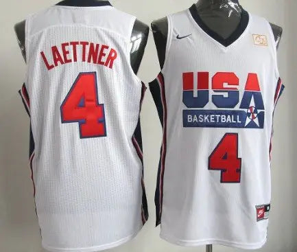 1992 Olympics Team USA  #4 Christian Laettner White Swingman Jersey inbean