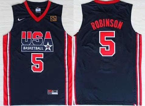 1992 Olympics Team USA #5 David Robinson Navy Blue Swingman Jersey inbean