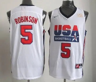 1992 Olympics Team USA #5 David Robinson White Swingman Jersey inbean