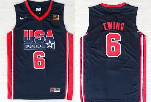 1992 Olympics Team USA #6 Patrick Ewing Navy Blue Swingman Jersey inbean