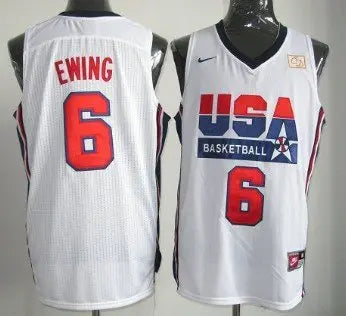 1992 Olympics Team USA #6 Patrick Ewing White Swingman Jersey inbean