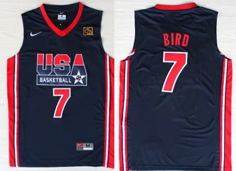 1992 Olympics Team USA #7 Larry Bird Navy Blue Swingman Jersey inbean