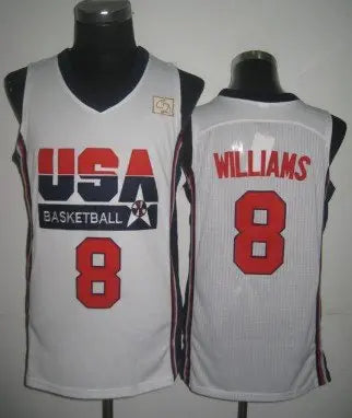 1992 Olympics Team USA #8 Deron Williams White Swingman Jersey inbean