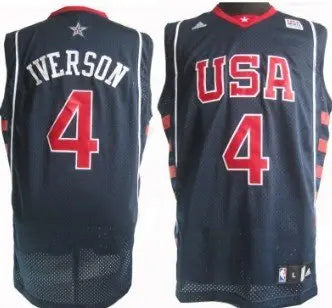 2004 Olympics Team USA #4 Allen Iverson Navy Blue Swingman Jersey inbean