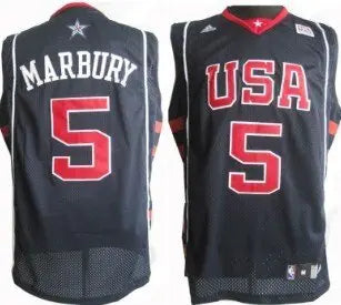 2004 Olympics Team USA #5 Stephon Marbury Navy Blue Swingman Jersey inbean