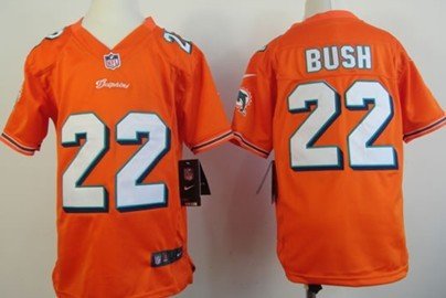 Nike Miami Dolphins #22 Reggie Bush Orange Game Kids Jersey inbean