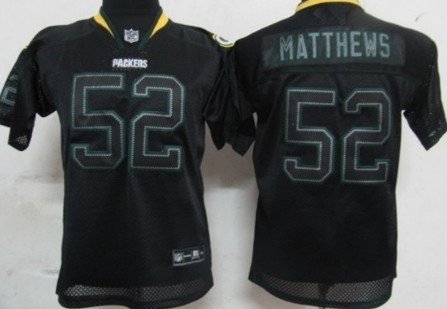 Nike Green Bay Packers #52 Clay Matthews Lights Out Black Kids Jersey inbean