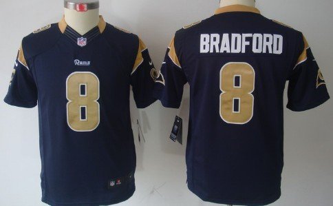 Nike St. Louis Rams #8 Sam Bradford Navy Blue Limited Kids Jersey inbean