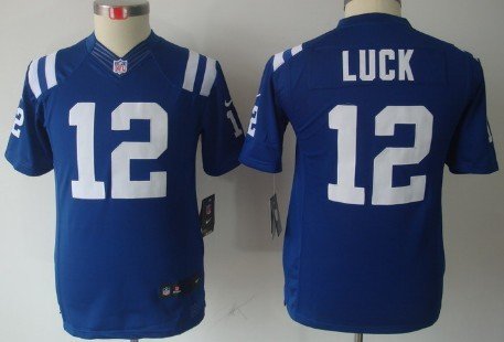 Nike Indianapolis Colts #12 Andrew Luck Blue Limited Kids Jersey inbean