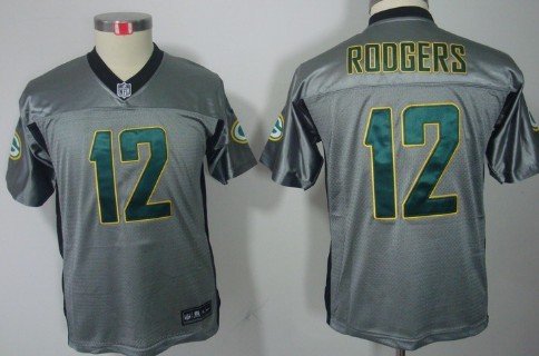 Nike Green Bay Packers #12 Aaron Rodgers Gray Shadow Kids Jersey inbean