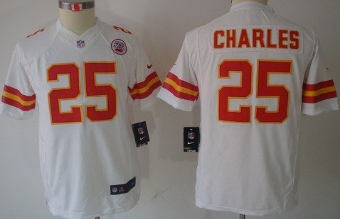 Nike Kansas City Chiefs #25 Jamaal Charles White Limited Kids Jersey inbean