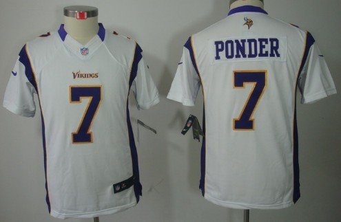 Nike Minnesota Vikings #7 Christian Ponder White Limited Kids Jersey inbean