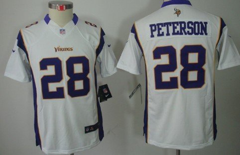 Nike Minnesota Vikings #28 Adrian Peterson White Limited Kids Jersey inbean