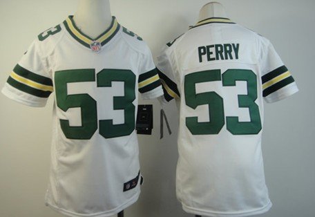 Nike Green Bay Packers #53 Nick Perry White Game Kids Jersey inbean