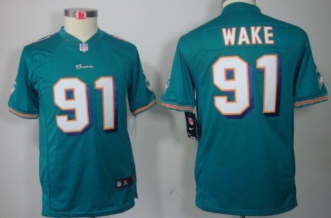 Nike Miami Dolphins #91 Cameron Wake Green Limited Kids Jersey inbean