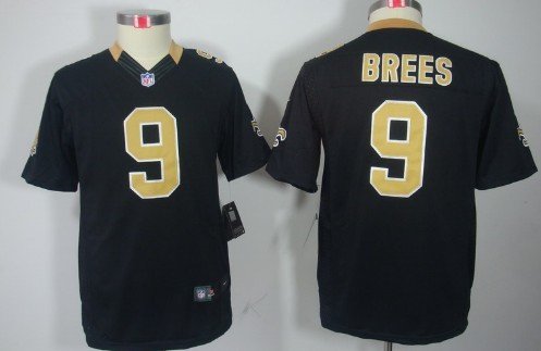 Nike New Orleans Saints #9 Drew Brees Black Limited Kids Jersey inbean