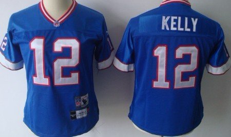 Buffalo Bills #12 Jim Kelly Blue Throwback Womens Jersey inbean