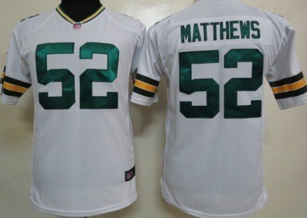 Nike Green Bay Packers #52 Clay Matthews White Game Kids Jersey inbean