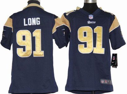 Nike St. Louis Rams #91 Chris Long Navy Blue Game Kids Jersey inbean