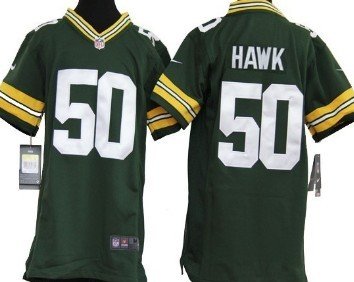 Nike Green Bay Packers #50 A.J. Hawk Green Game Kids Jersey inbean