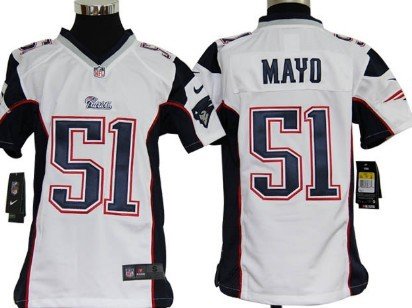 Nike New England Patriots #51 Jerod Mayo White Game Kids Jersey inbean