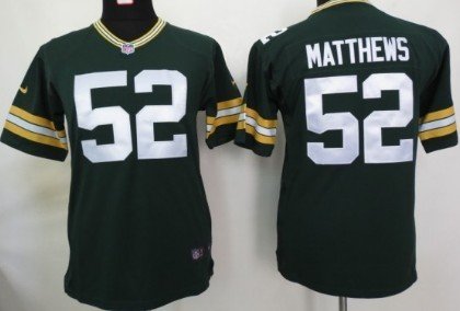 Nike Green Bay Packers #52 Clay Matthews Green Game Kids Jersey inbean