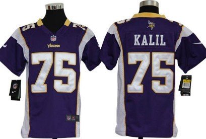 Nike Minnesota Vikings #75 Matt Kalil Purple Game Kids Jersey inbean