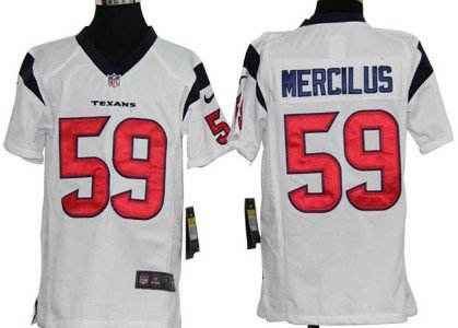 Nike Houston Texans #59 Whitney Mercilus White Game Kids Jersey inbean