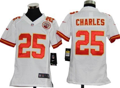 Nike Kansas City Chiefs #25 Jamaal Charles White Game Kids Jersey inbean