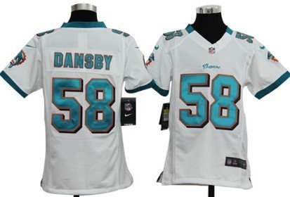 Nike Miami Dolphins #58 Karlos Dansby White Game Kids Jersey inbean