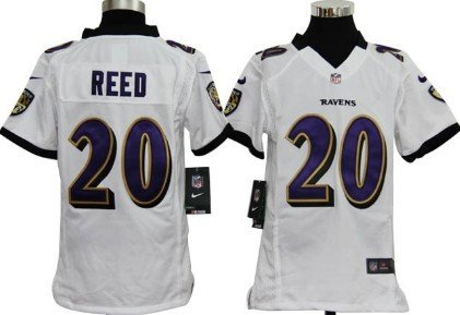 Nike Baltimore Ravens #20 Ed Reed White Game Kids Jersey inbean