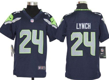 Nike Seattle Seahawks #24 Marshawn Lynch Navy Blue Game Kids Jersey inbean