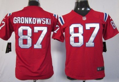 Nike New England Patriots #87 Rob Gronkowski Red Game Kids Jersey inbean